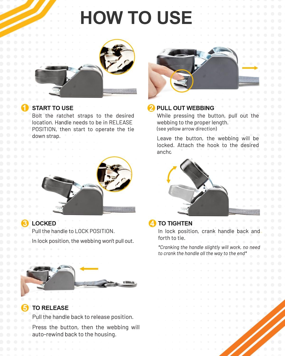 Strapinno 2 Cinghie a Cricchetto Retrattili Inox - immagine 4
