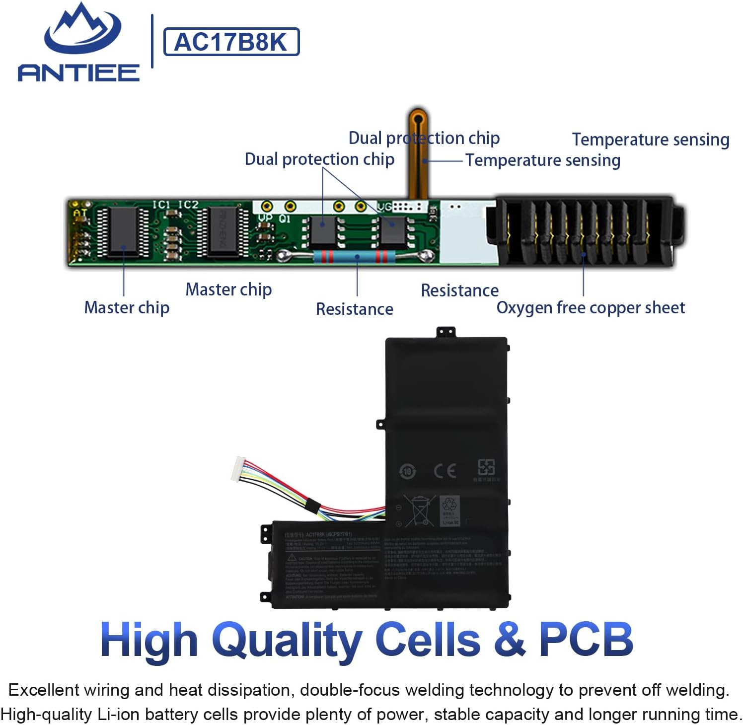 Antiee AC17B8K Batteria 48Wh per Acer Swift 3 SF315-52 - immagine 3
