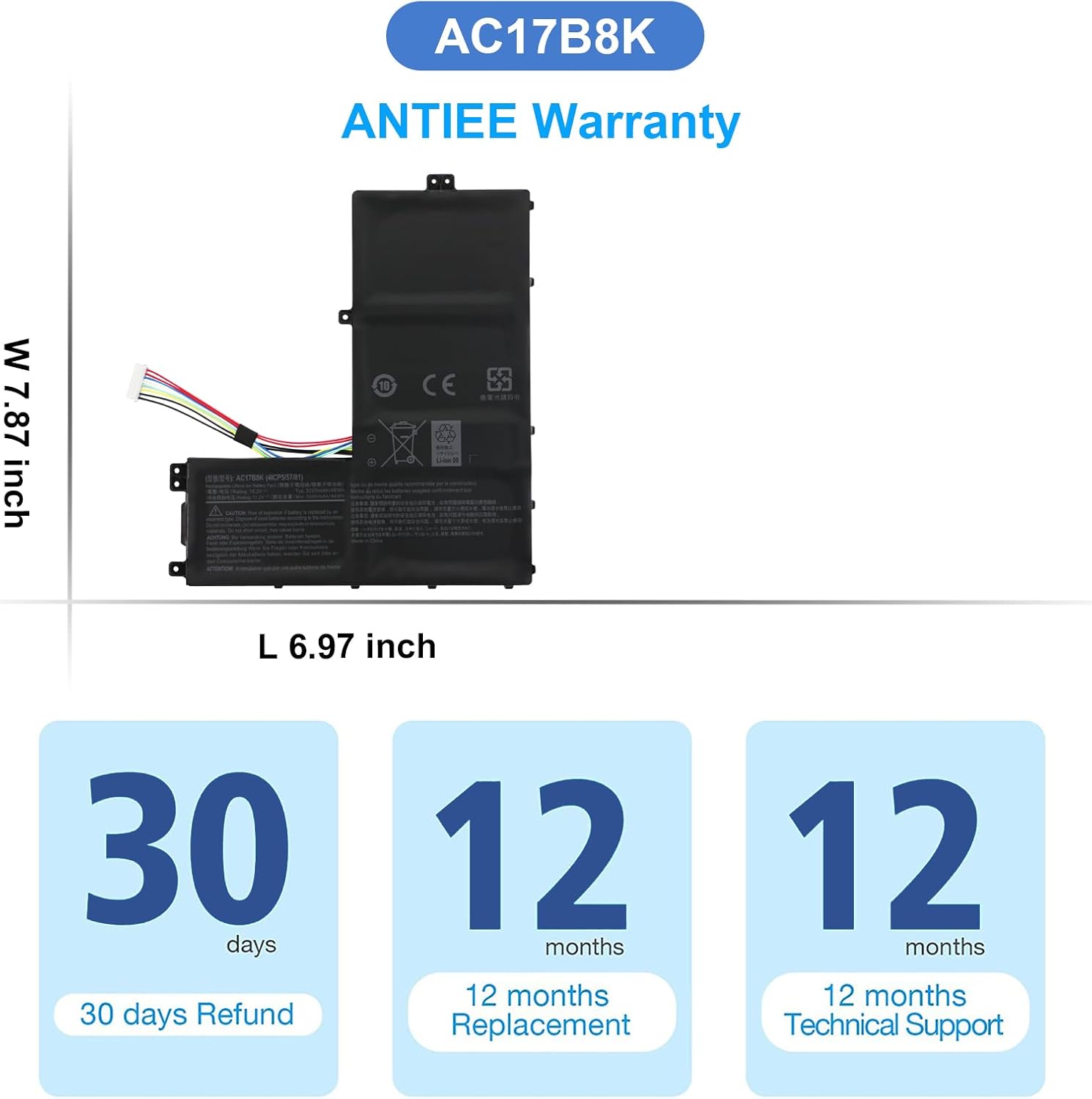 Antiee AC17B8K Batteria 48Wh per Acer Swift 3 SF315-52 - immagine 7