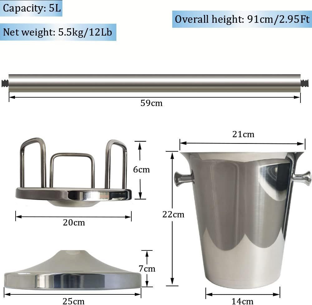 Secchiello Ghiaccio con Supporto 5L d'Argento 91cm - immagine 4