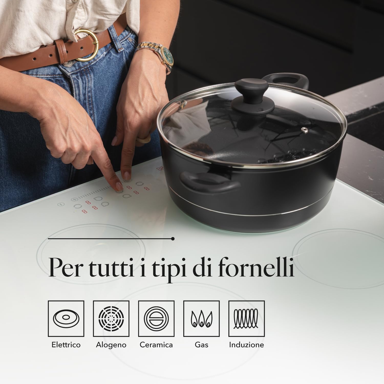 Florina Pentola Alluminio 4L 24cm, Nera - immagine 3