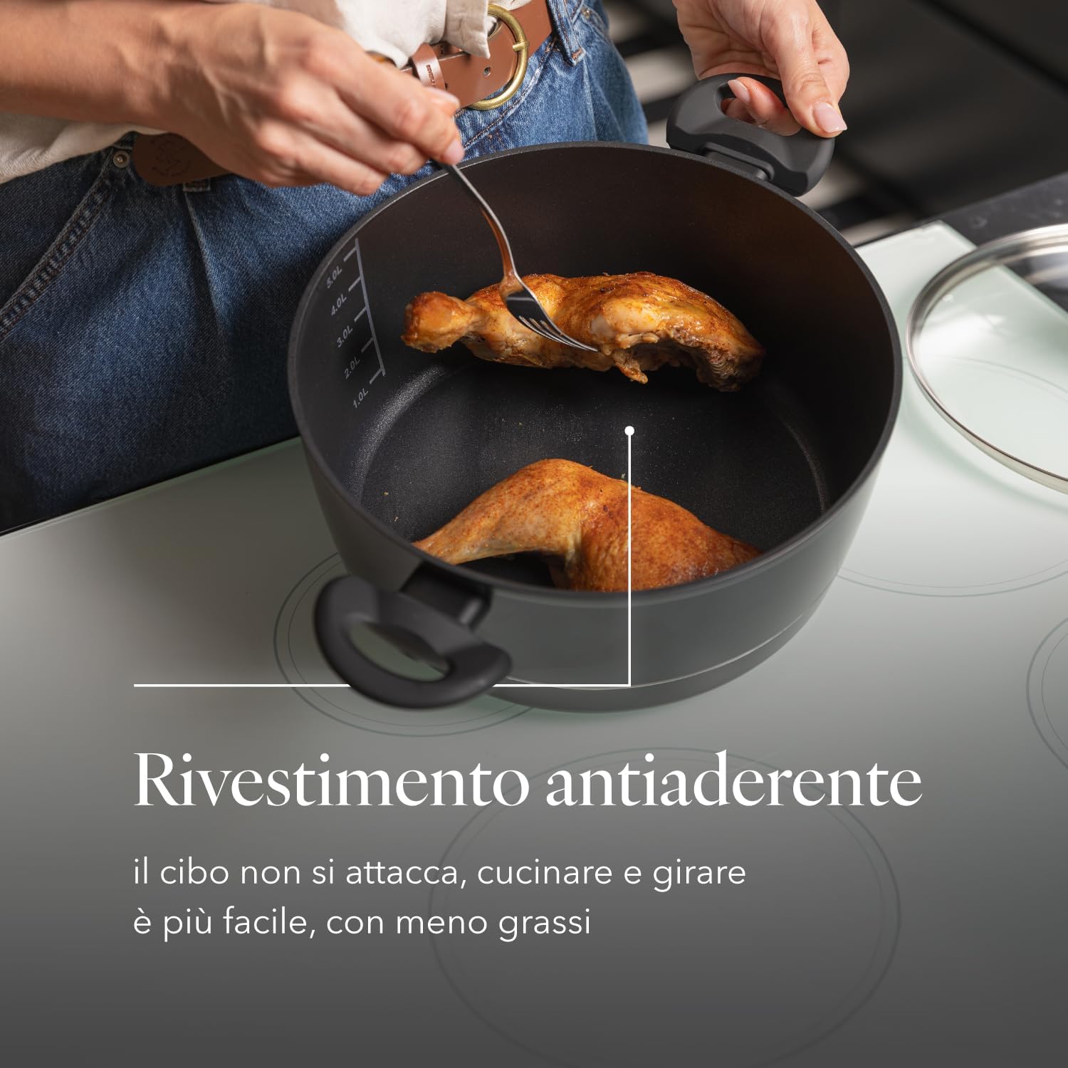 Florina Pentola Alluminio 4L 24cm, Nera - immagine 4