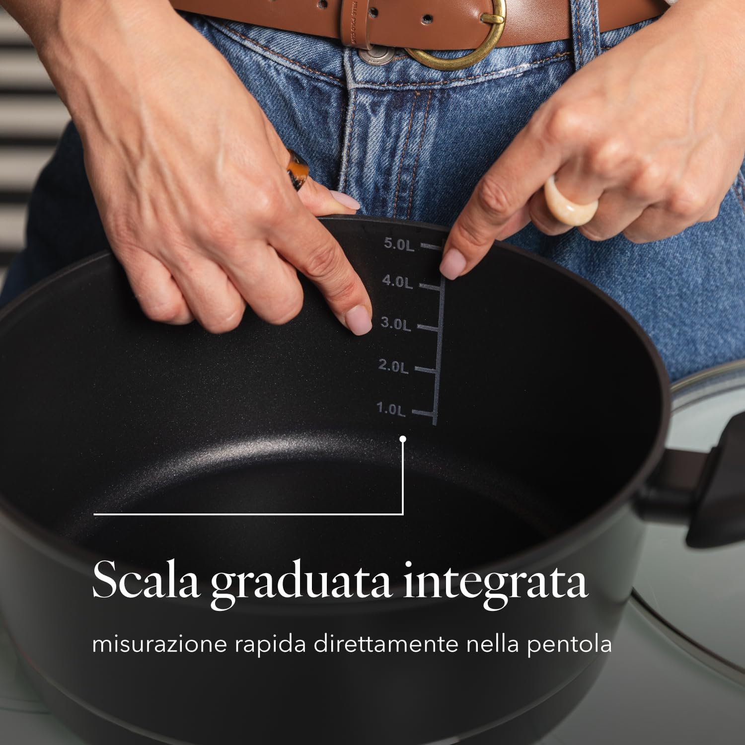 Florina Pentola Alluminio 4L 24cm, Nera - immagine 5