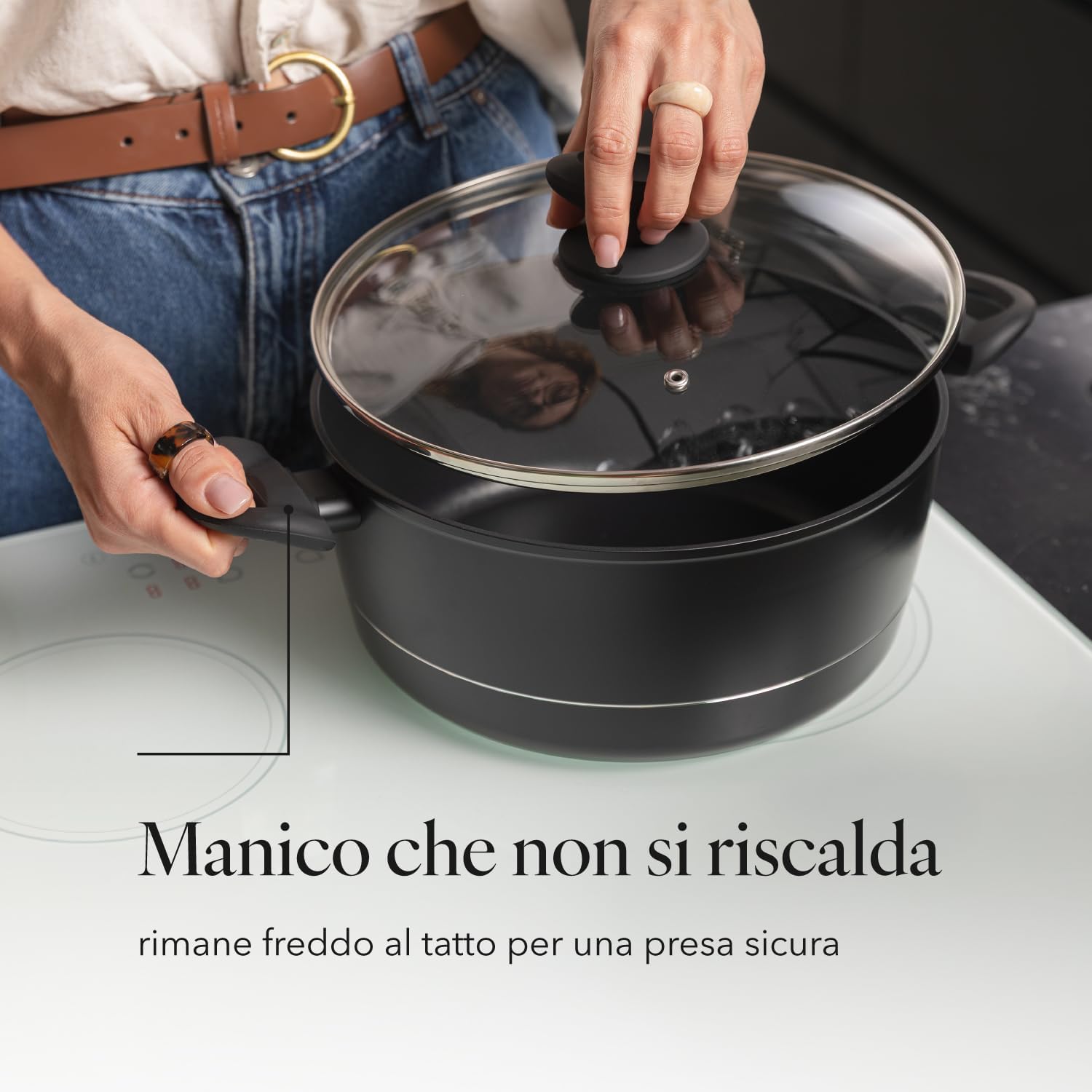 Florina Pentola Alluminio 4L 24cm, Nera - immagine 7