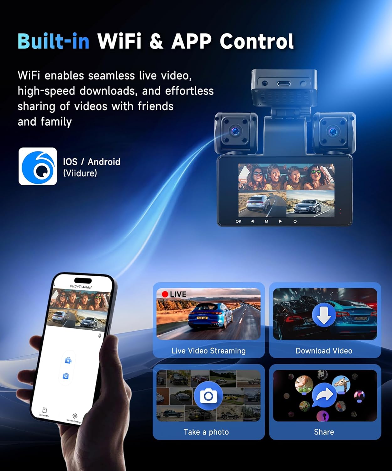 Dashcam Auto Anteriore e Posteriore 2K con WiFi - immagine 5