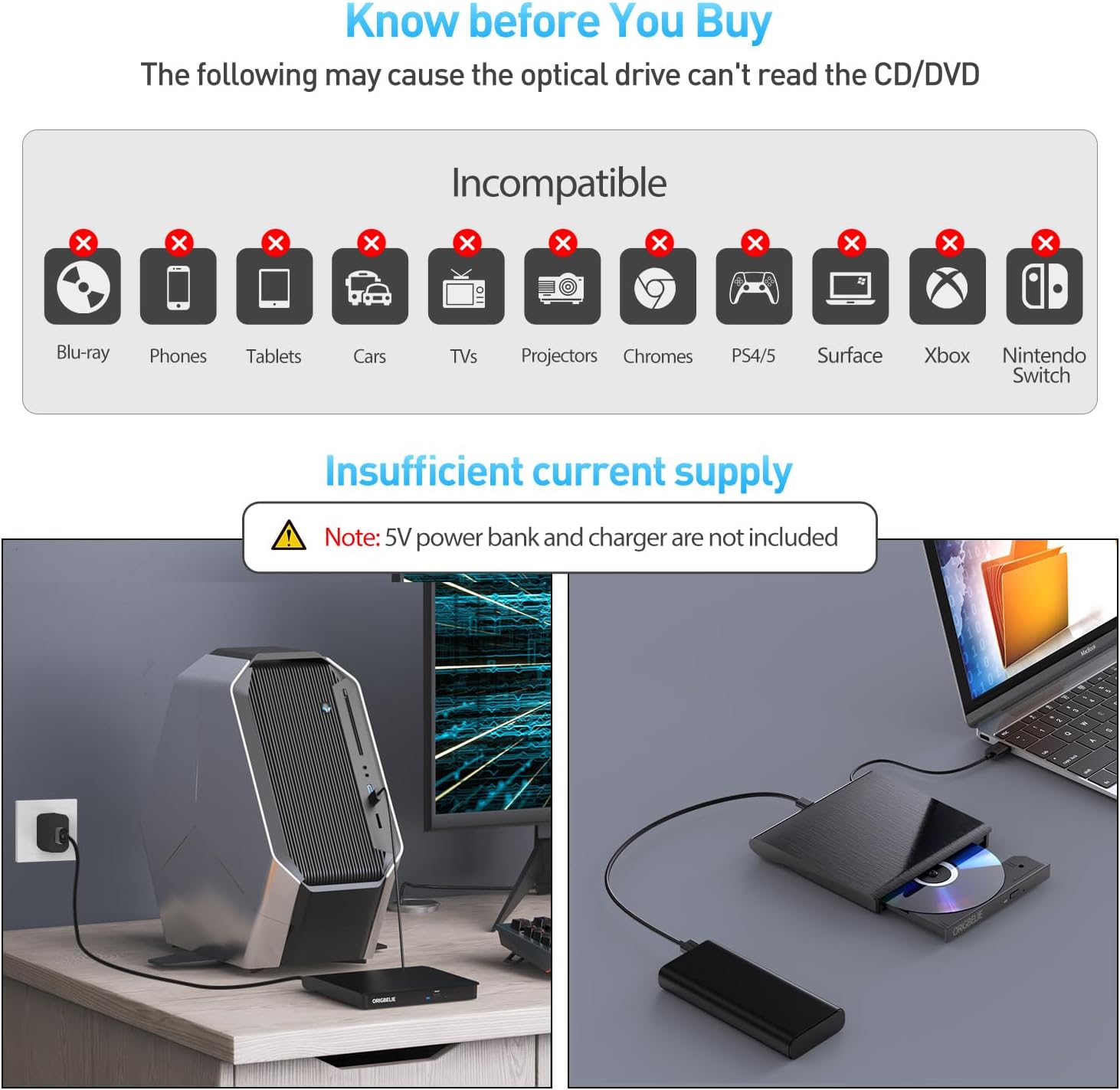 Origbelie Masterizzatore DVD Esterno USB 3.0 Type-C - immagine 8