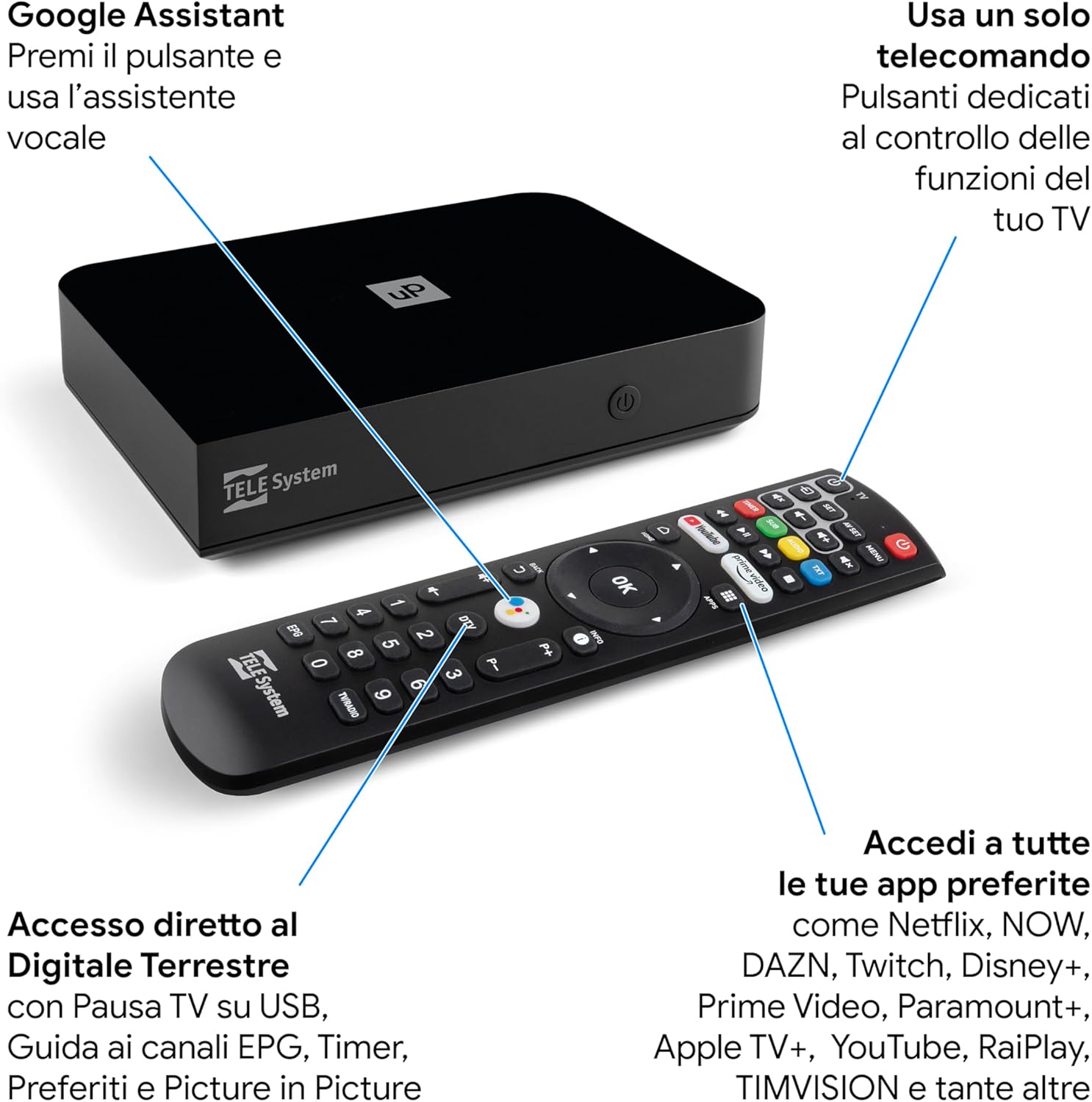 Tele System Telecomando Originale Bluetooth per Decoder - immagine 2