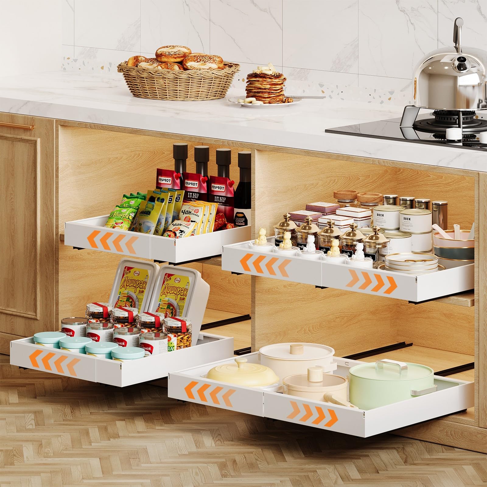 Casgee Confezione da 4 Cassetti Telescopici Estraibili