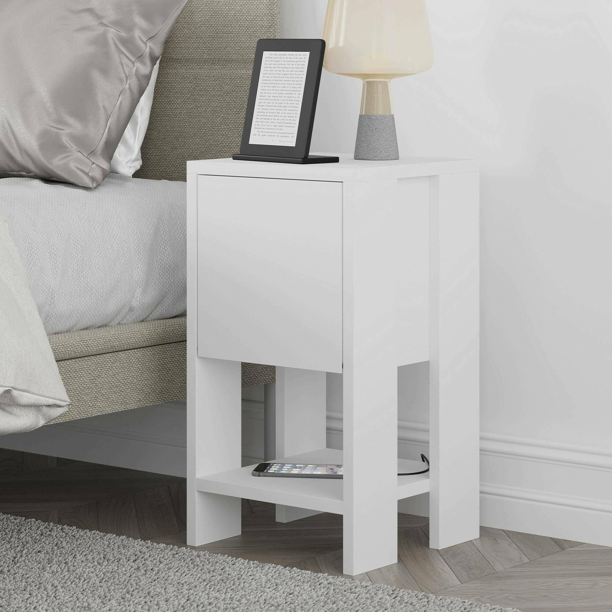 Dmora Comodino Draco 30x30h55 cm, Bianco