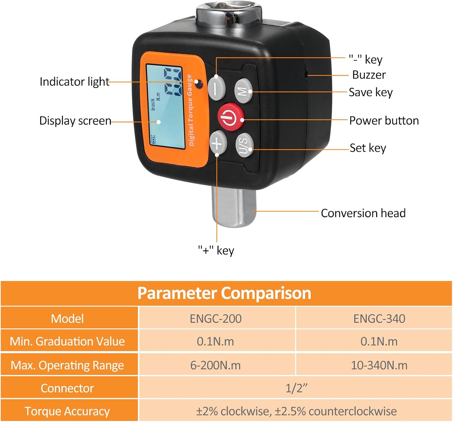 ENGC-340 Chiave Dinamometrica Digitale 1/2" - immagine 2