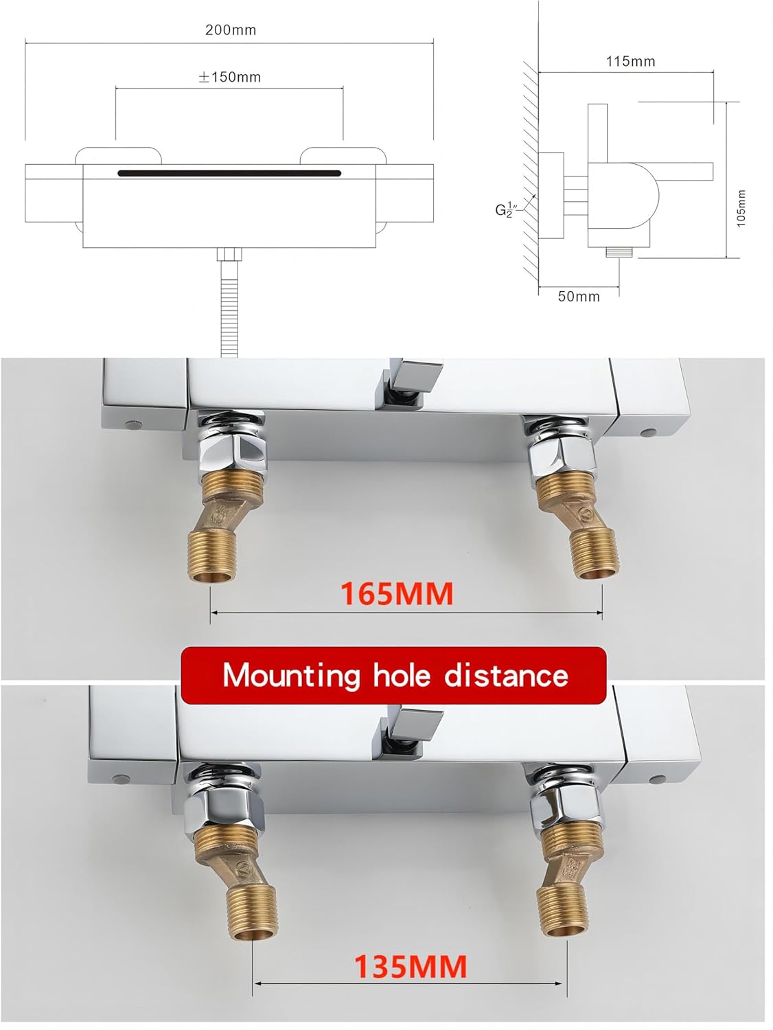 Miscelatore Vasca a Cascata da Incasso a Parete - immagine 7