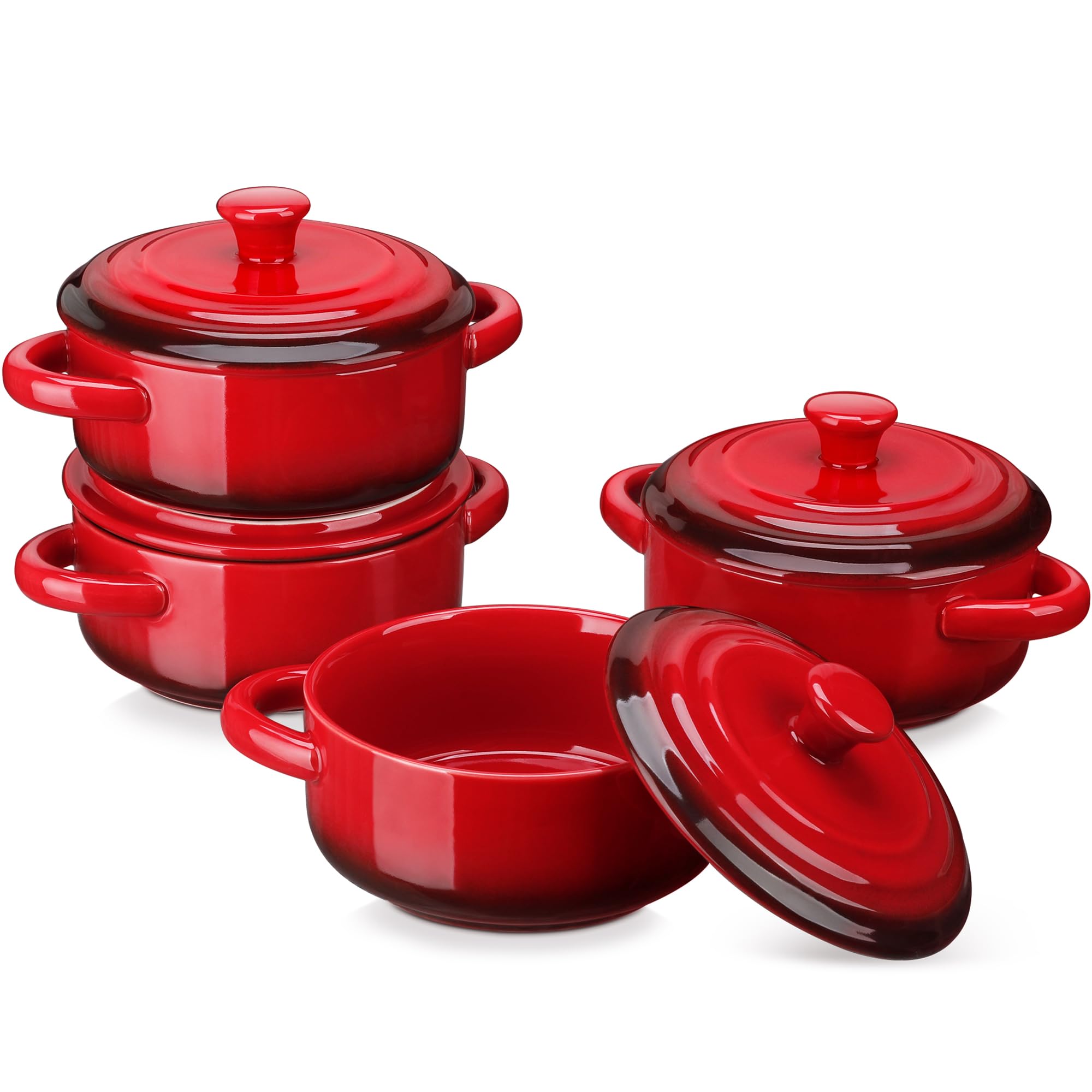 Lovecasa Mini Cocotte Set 4 Casseruole in Gres 420 ml