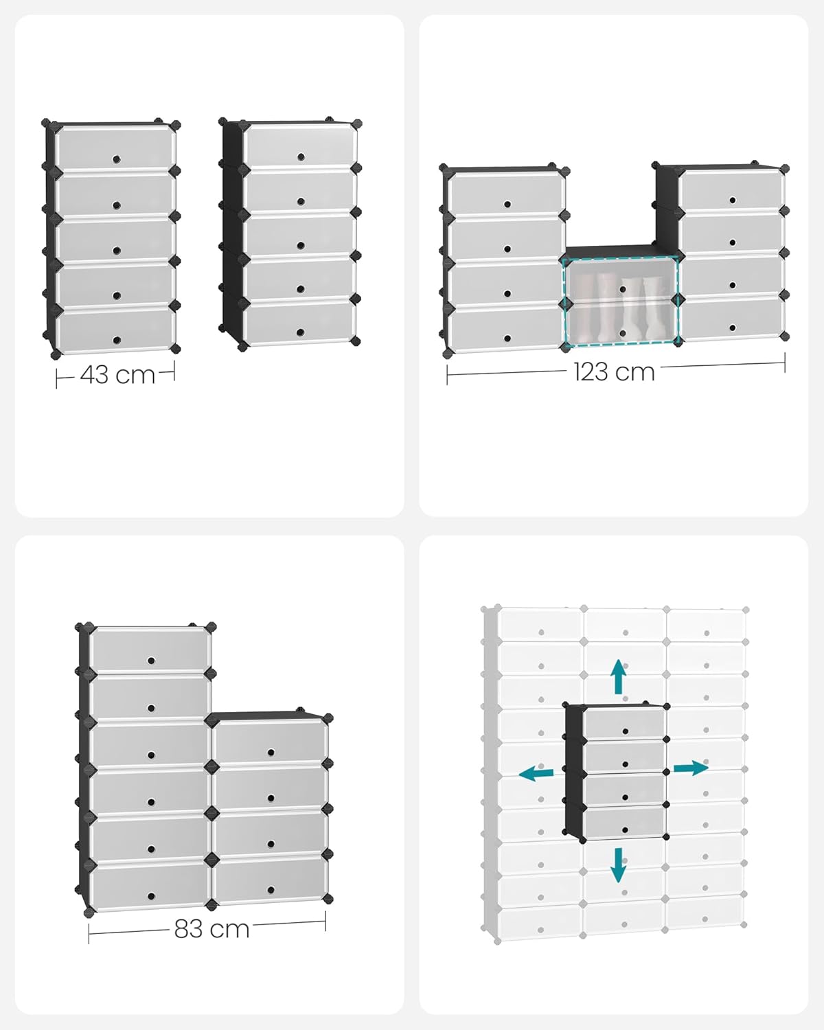 Songmics Scarpiera 10 Scomparti in Plastica, Nero - immagine 5