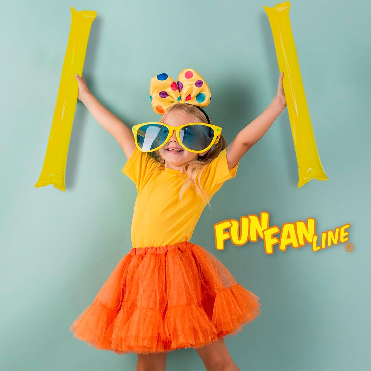 FUN FAN LINE - 50 Coppie Bastoni Gonfiabili Rumorosi, Giallo | Velz