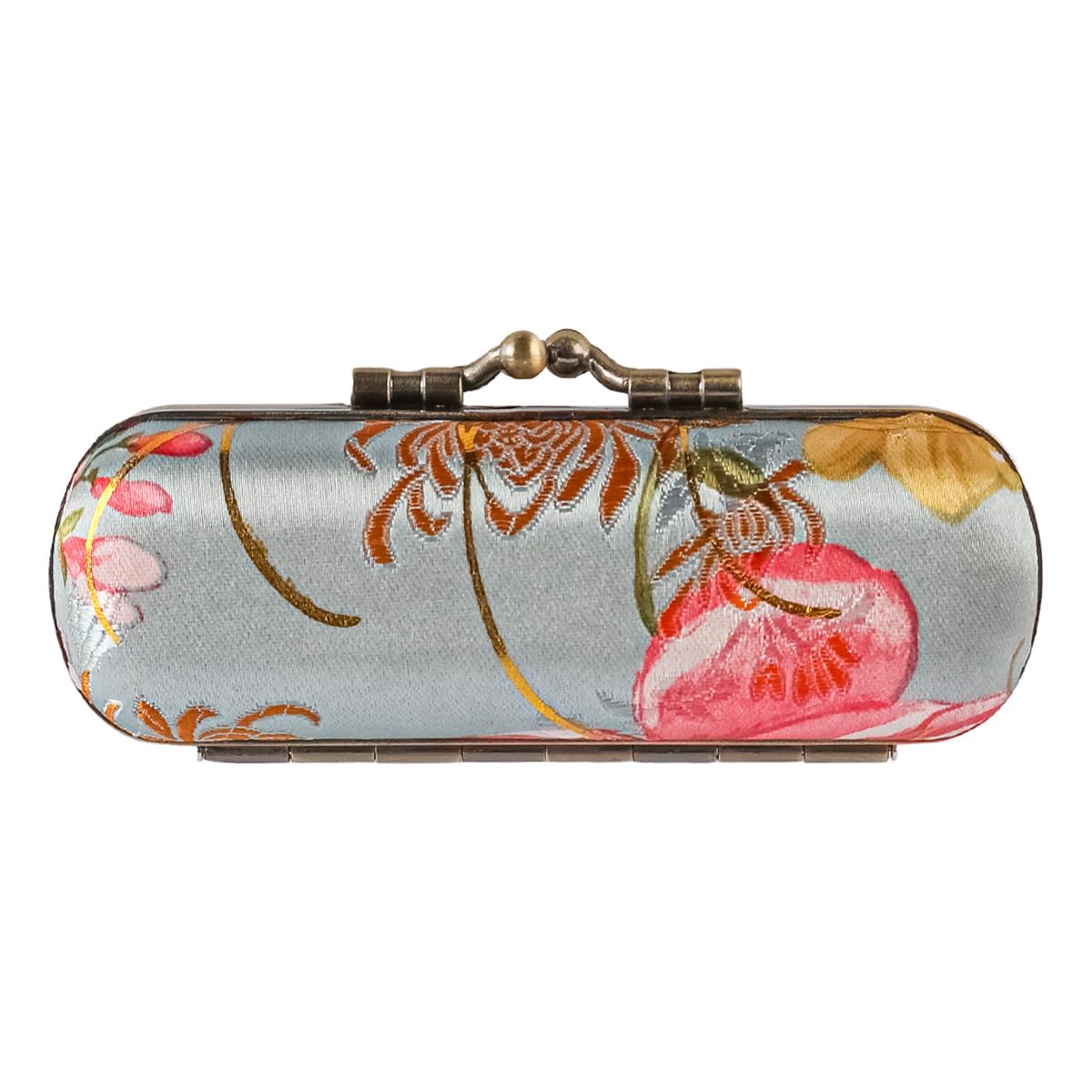 Custodia per Rossetto con Ricamo Vintage con Specchio, Porta Rossetto in Raso Portatile, Organizer per Cosmetici, per Donne e Ragazze, Motivo Intrecciato Classico