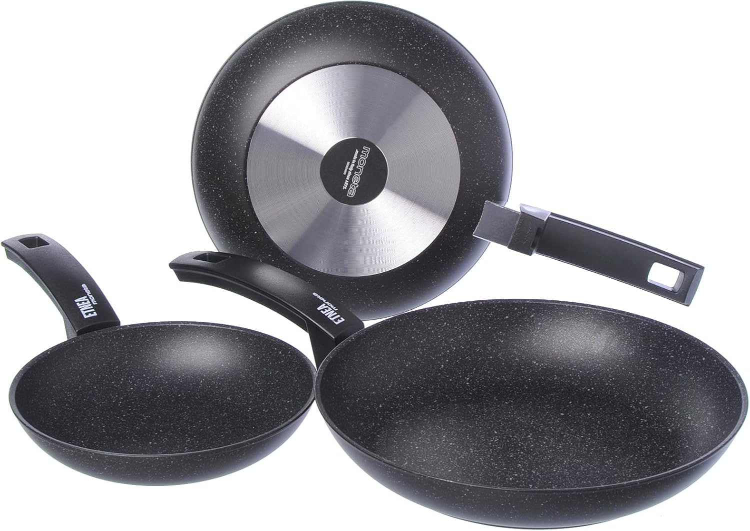 Moneta Etnea Set 3 Padelle Antiaderenti, Nero - immagine 3