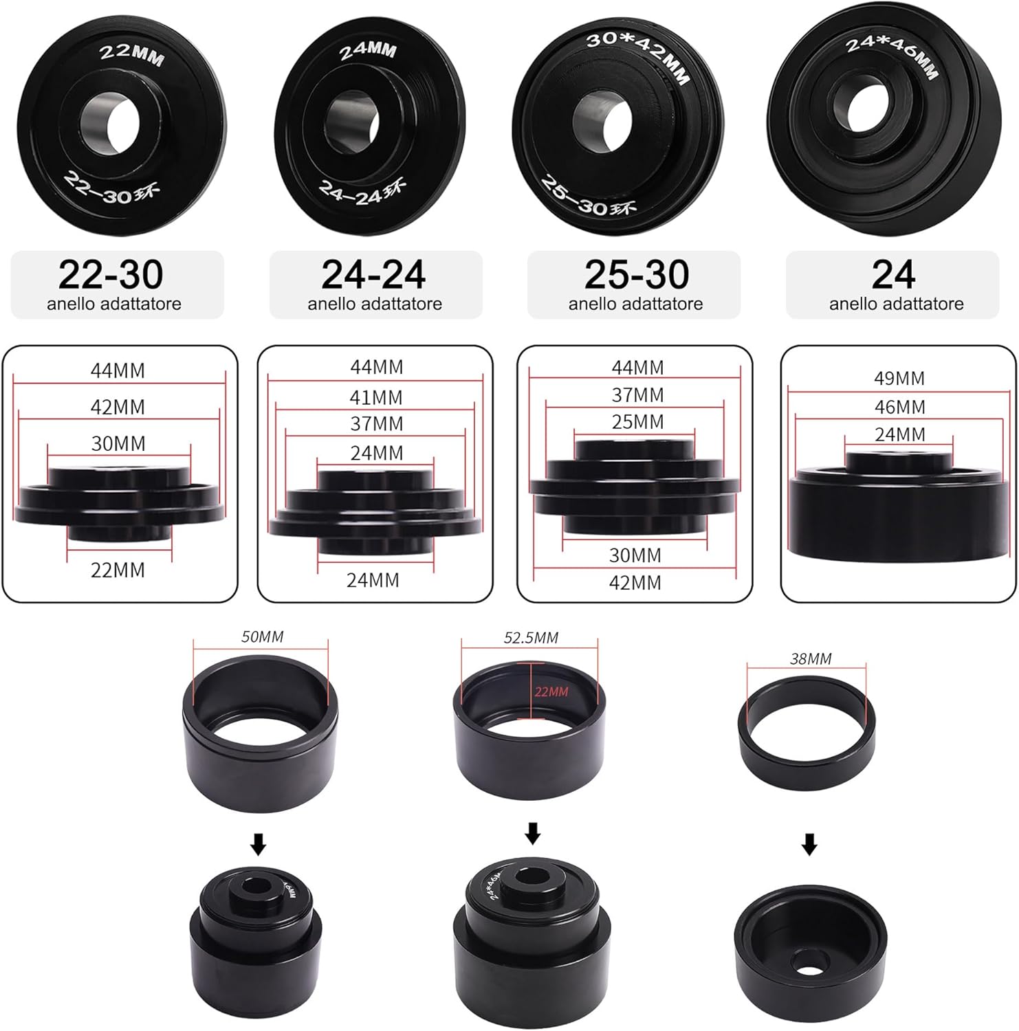 Mimoke Kit Inferiore Bicicletta per Supporto BB - immagine 4