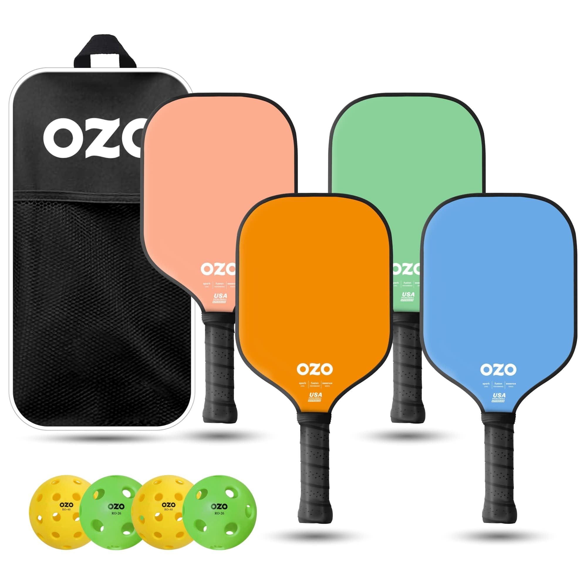OZO Set of 4 Paddles + 4 Balls, Paddle Unisex Adulto