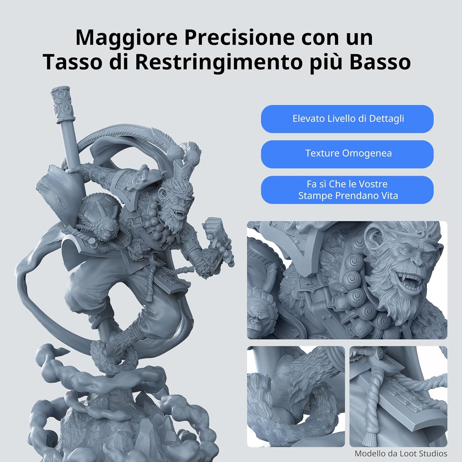 ANYCUBIC ABS-Like Resin 3.0 - Resina 3D Grigio 2000g - immagine 5