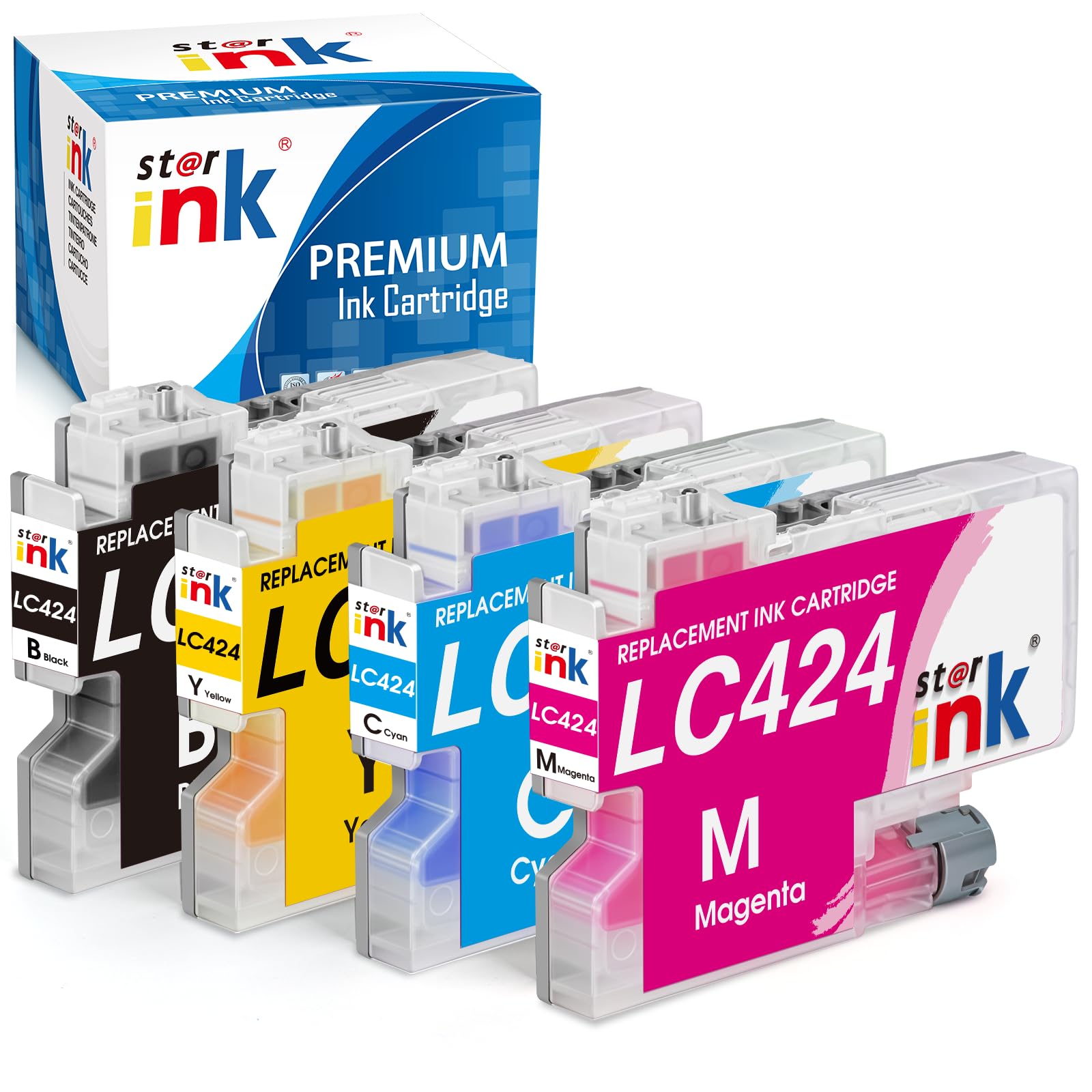 Starink LC424 Cartucce d'inchiostro Compatibili per Cartucce LC424 LC 424 LC-424 Compatibili con DCP-J1200W DCP-J1200WE,Nero Ciano Magenta Giallo, (4 Pezzi)