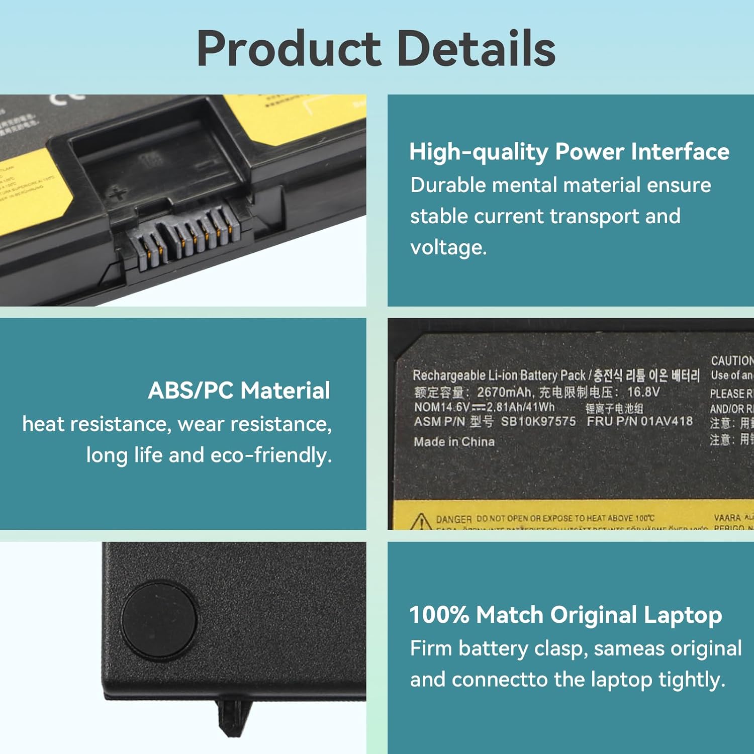 K Kyuer Batteria 41Wh per Lenovo ThinkPad E570 E570C E575 - immagine 5