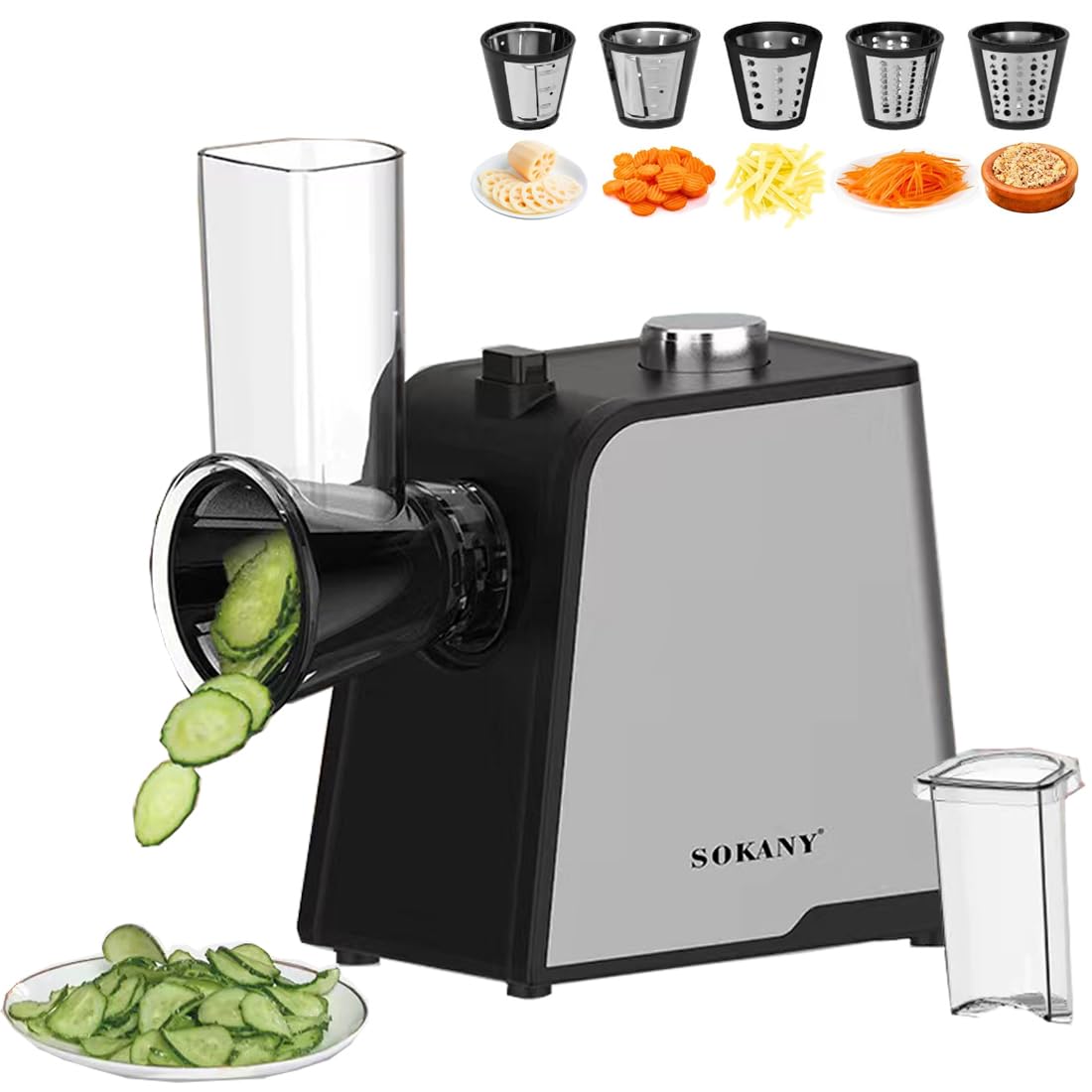 Sokany Grattugia Elettrica 1000W con 5 Inserti