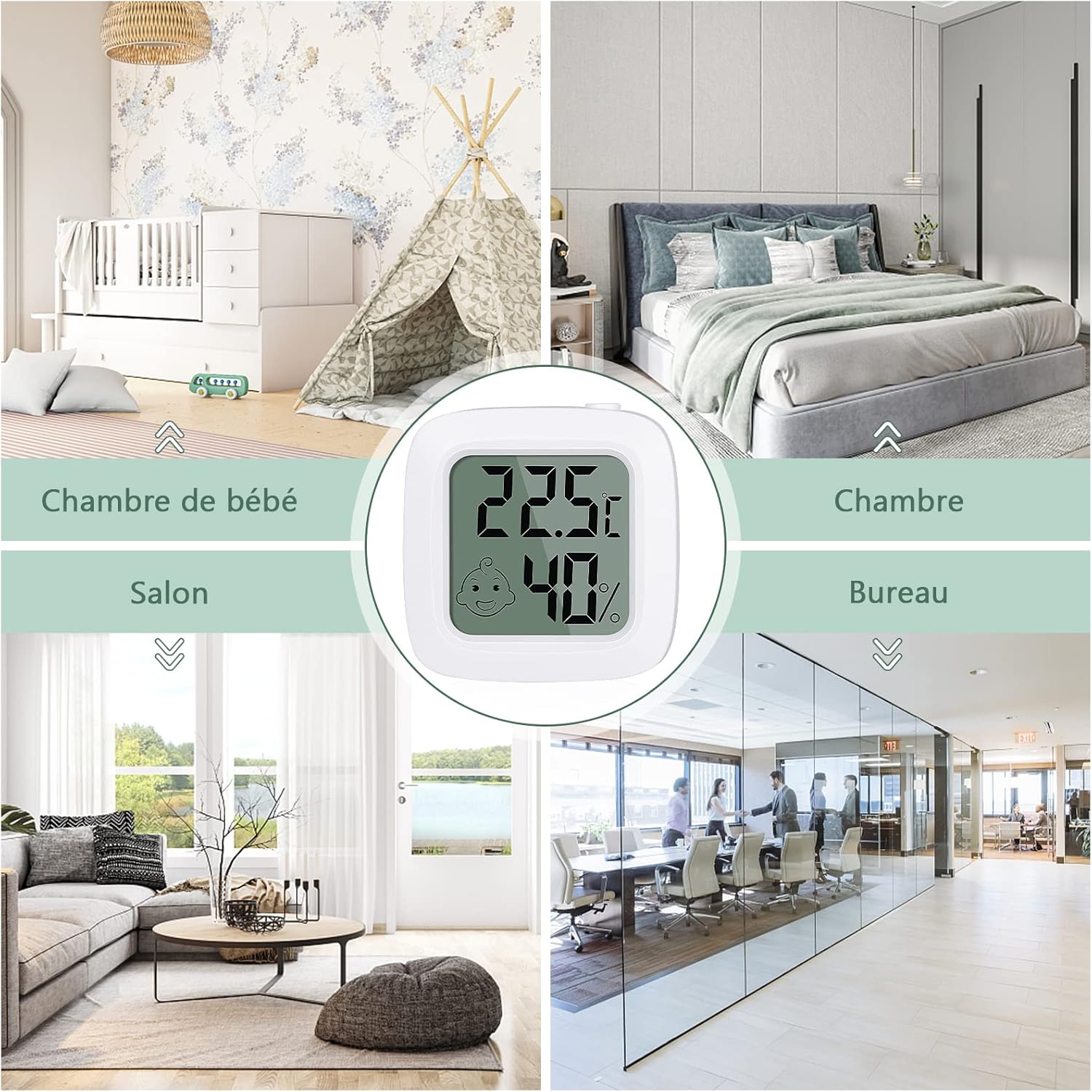 Vinabo 2 Pezzi Igrometro Termometro Digitale Portatile - immagine 3