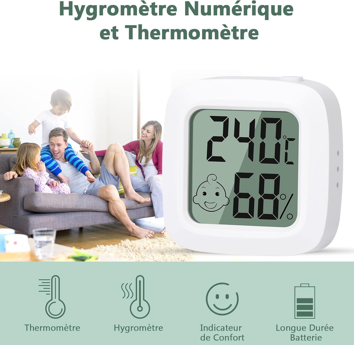 Vinabo 2 Pezzi Igrometro Termometro Digitale Portatile - immagine 5