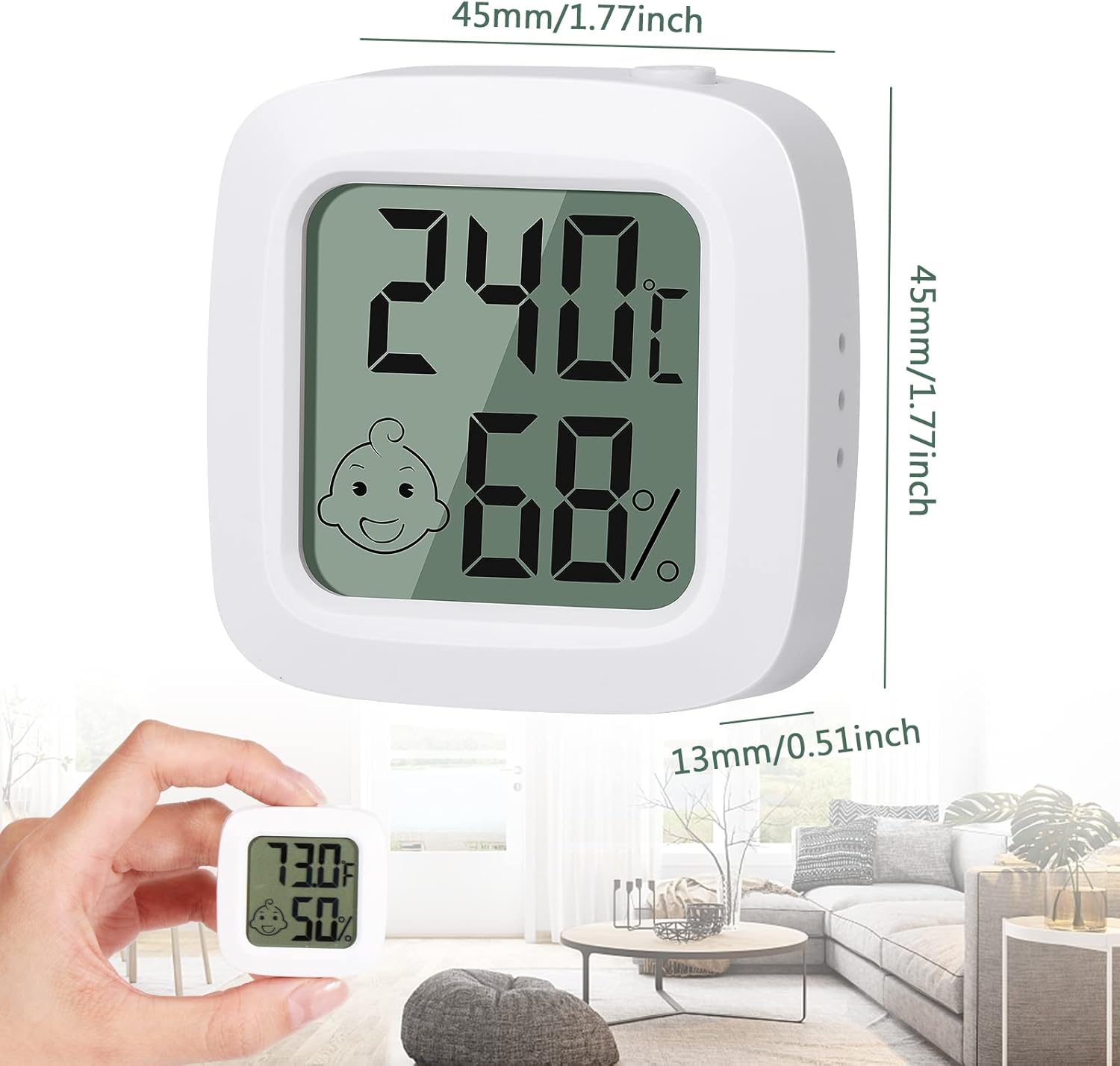 Vinabo 2 Pezzi Igrometro Termometro Digitale Portatile - immagine 6