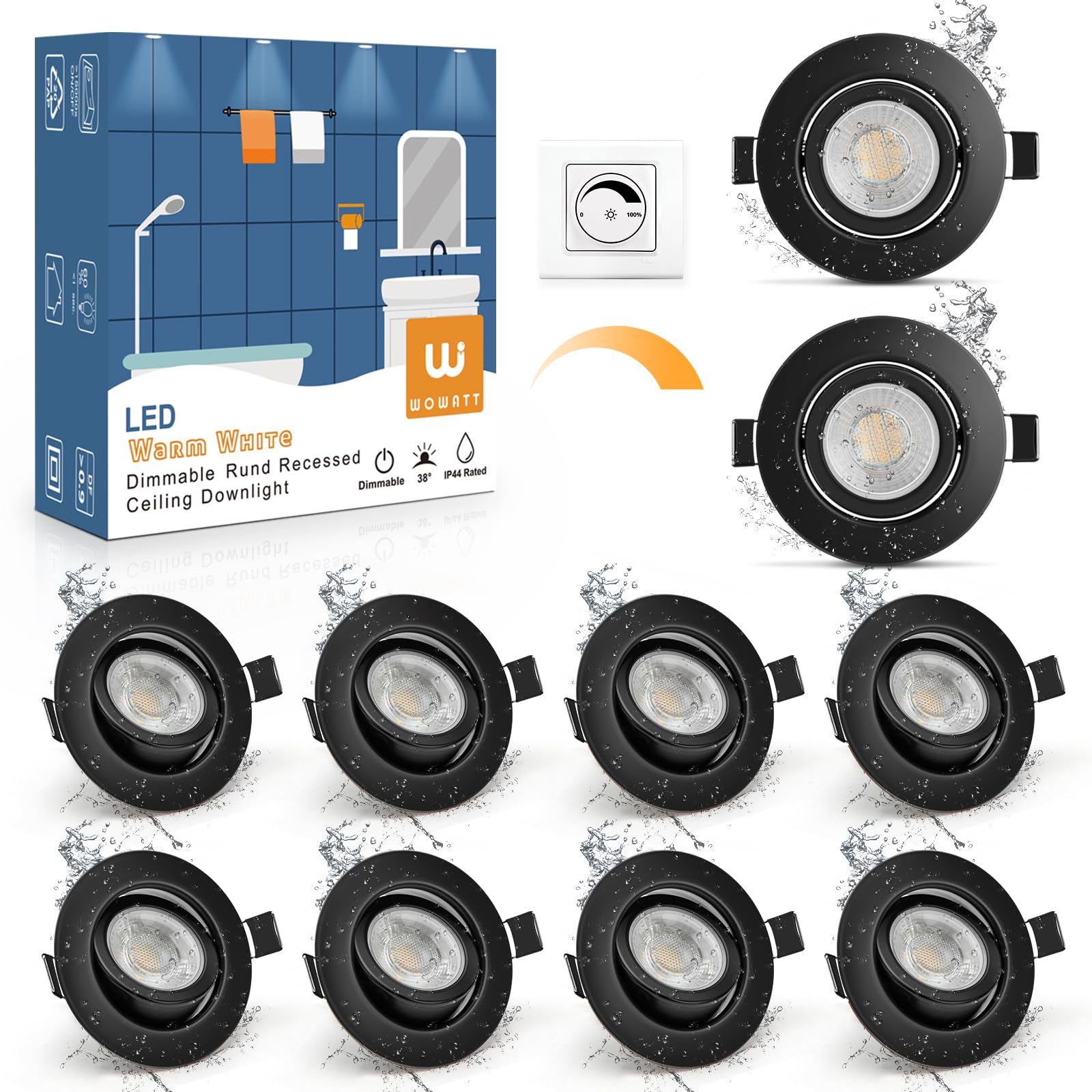 Wowatt Faretti LED da Incasso per Cartongesso Nero 5.5W