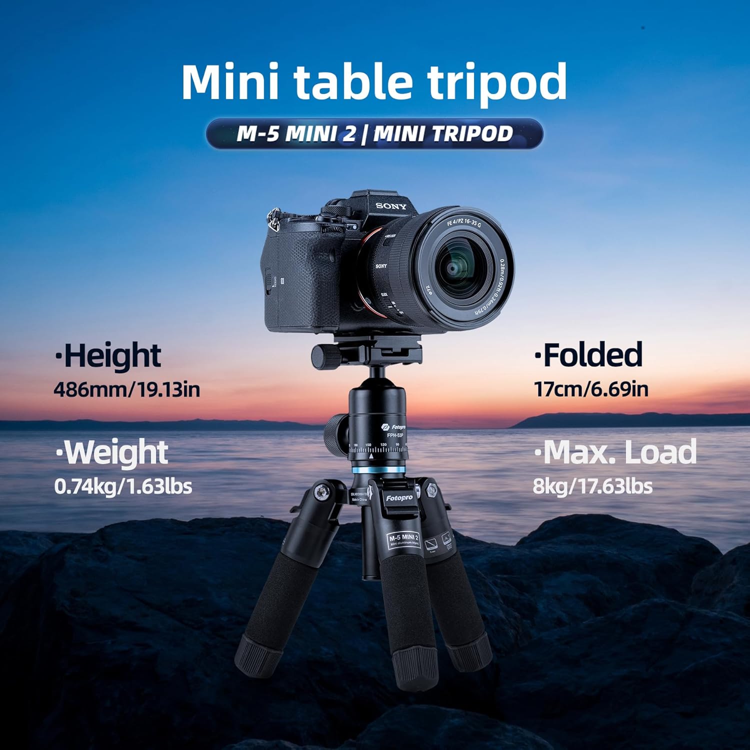 Fotopro Mini Treppiede Professionale con Testa a Sfera 360° - immagine 2
