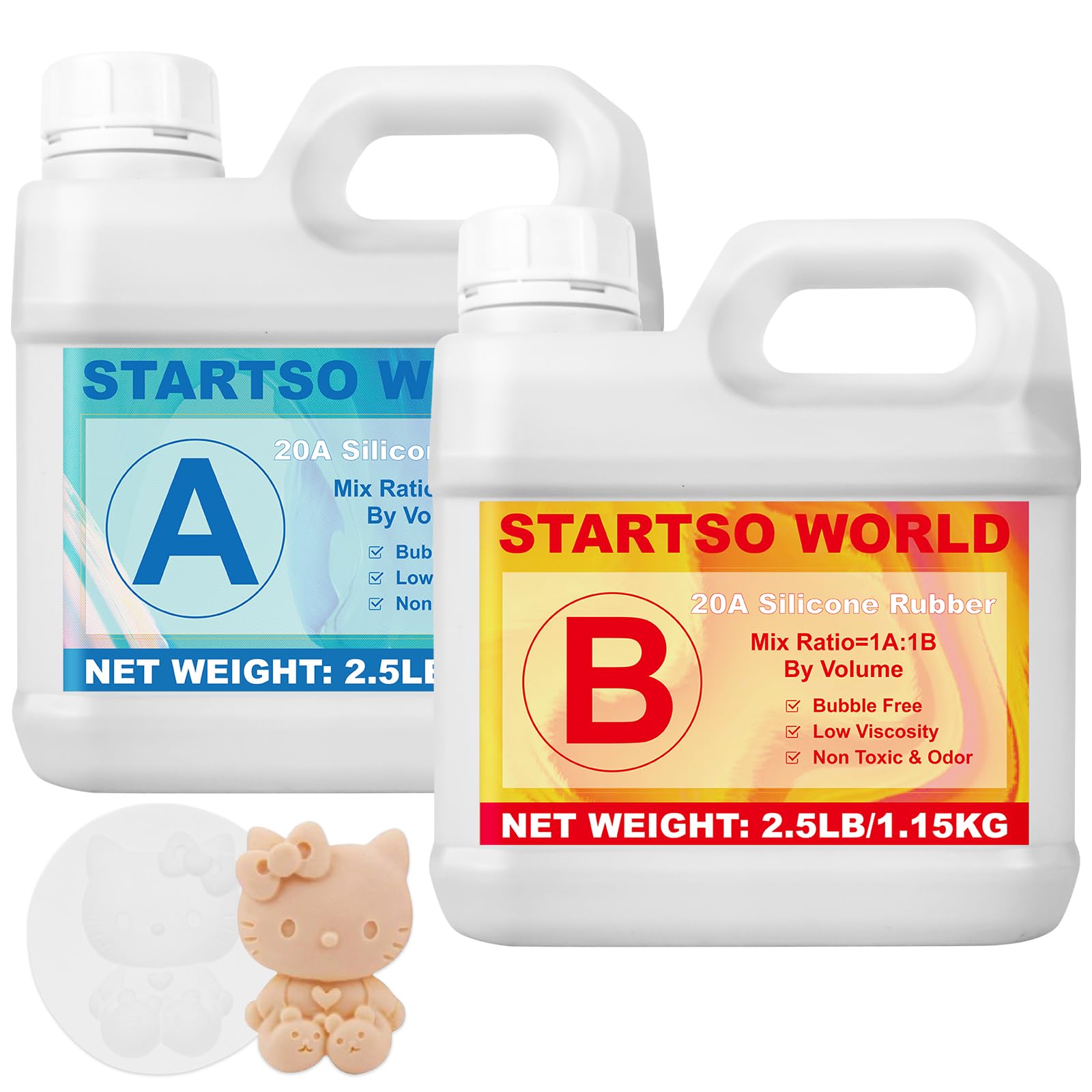 Silicone per Stampi 20A, 2L Liquido Trasparente