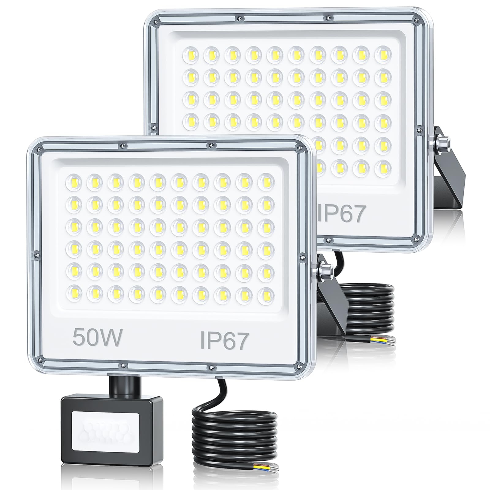 Faretto LED Esterno con Sensore 50W 5000LM (2 pz)