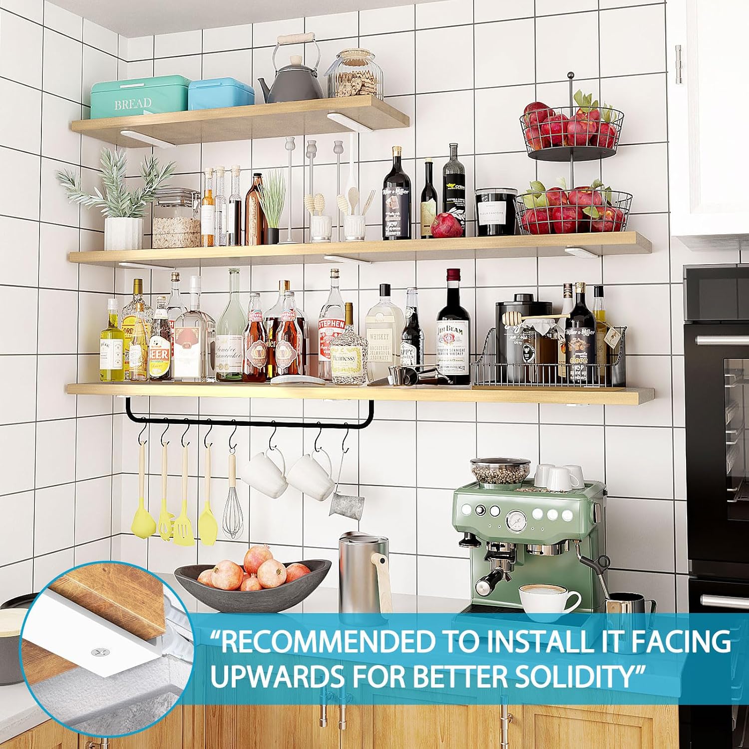 WELDUN 4 Staffe Galleggianti per Mensole 45cm, Bianco - immagine 3