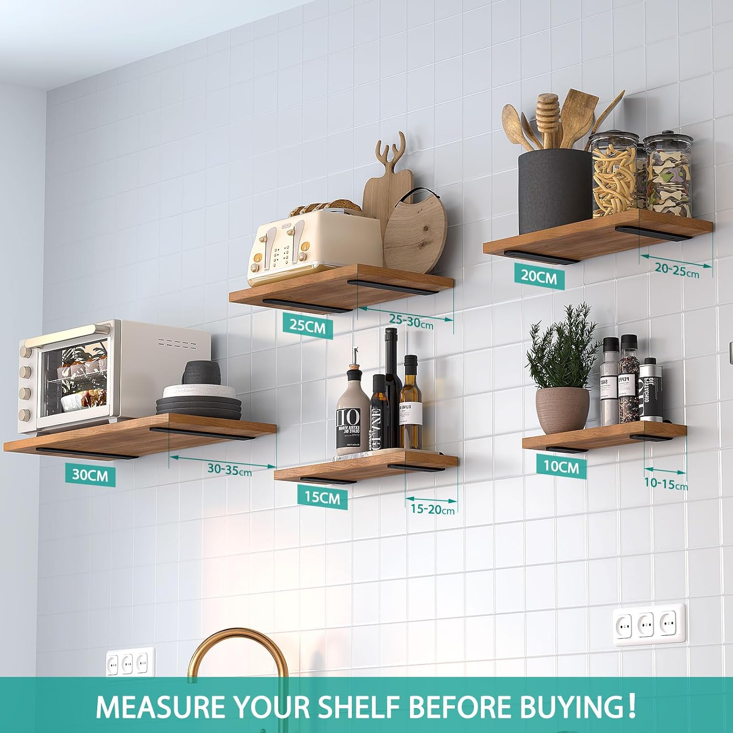 WELDUN 4 Staffe Galleggianti per Mensole 45cm, Bianco - immagine 6