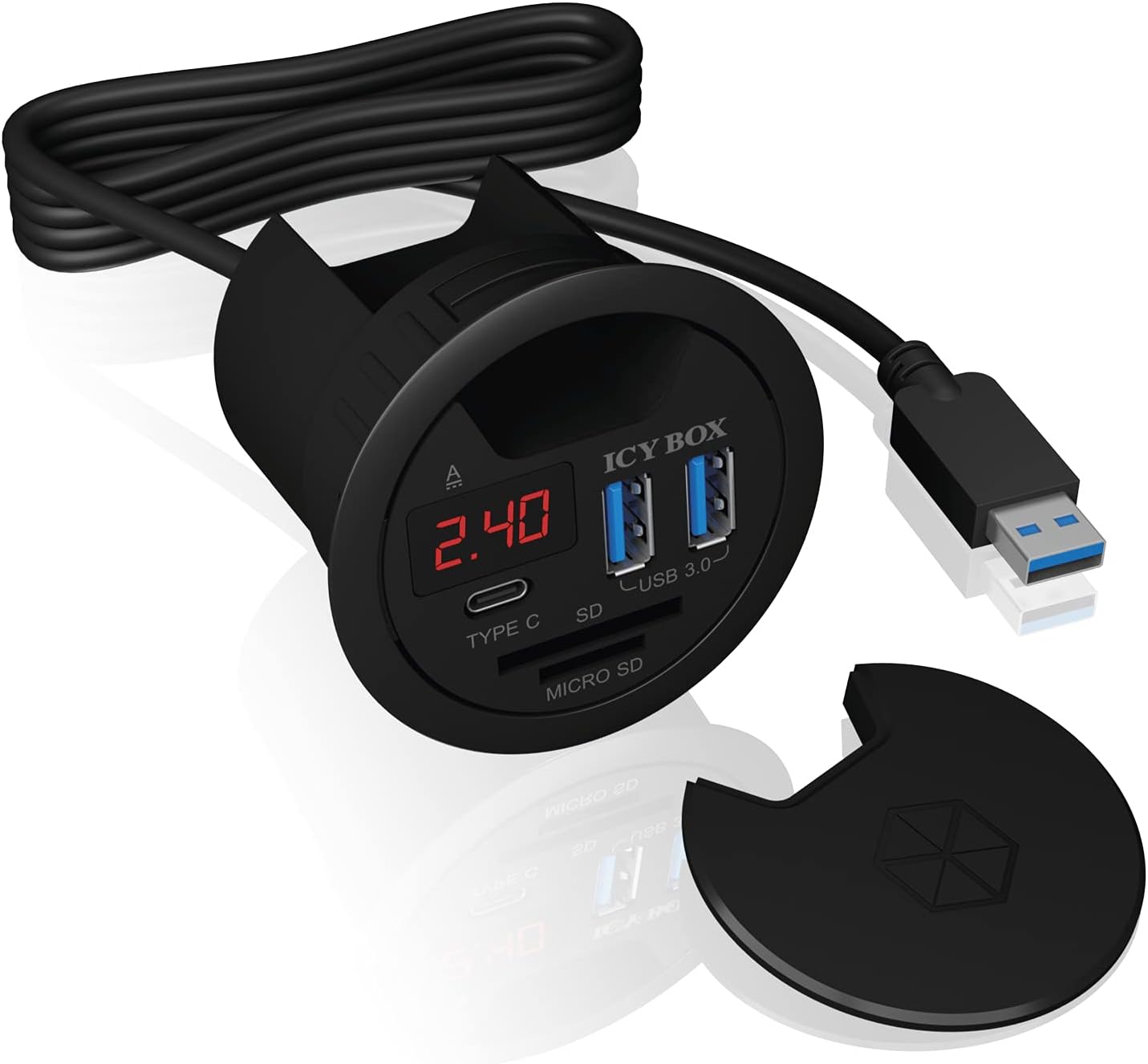 Icy Box Hub da Tavolo USB 3.0 con USB-C e Ricarica - immagine 1