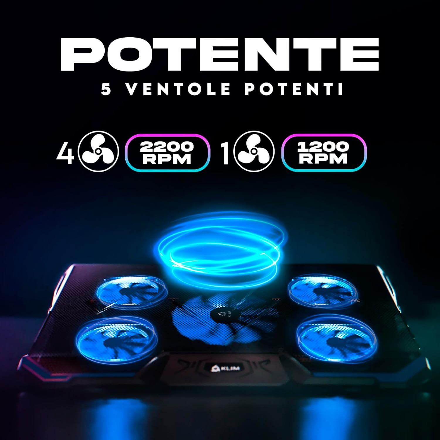 Klim Cyclone - Base di Raffreddamento PC Portatile Blu - immagine 2