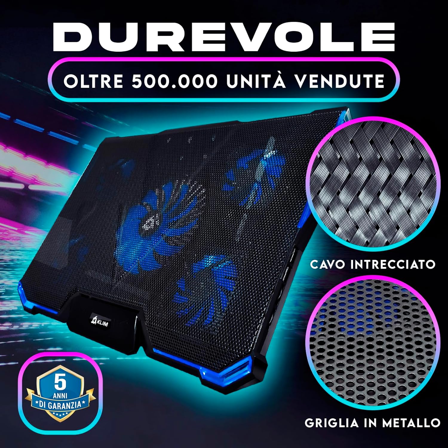 Klim Cyclone - Base di Raffreddamento PC Portatile Blu - immagine 7