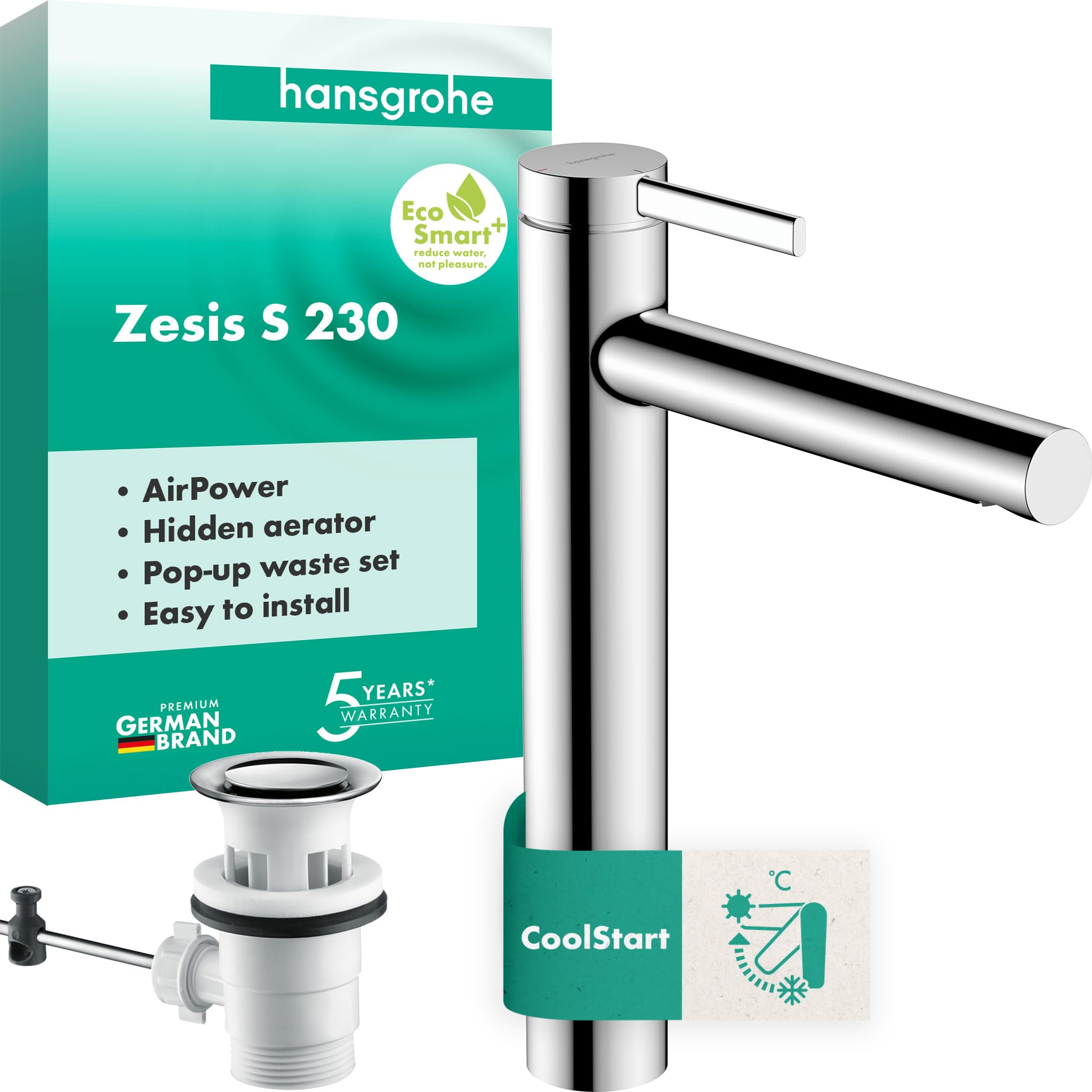 Hansgrohe Zesis S - Rubinetto lavabo CoolStart EcoSmart+, Cromo
