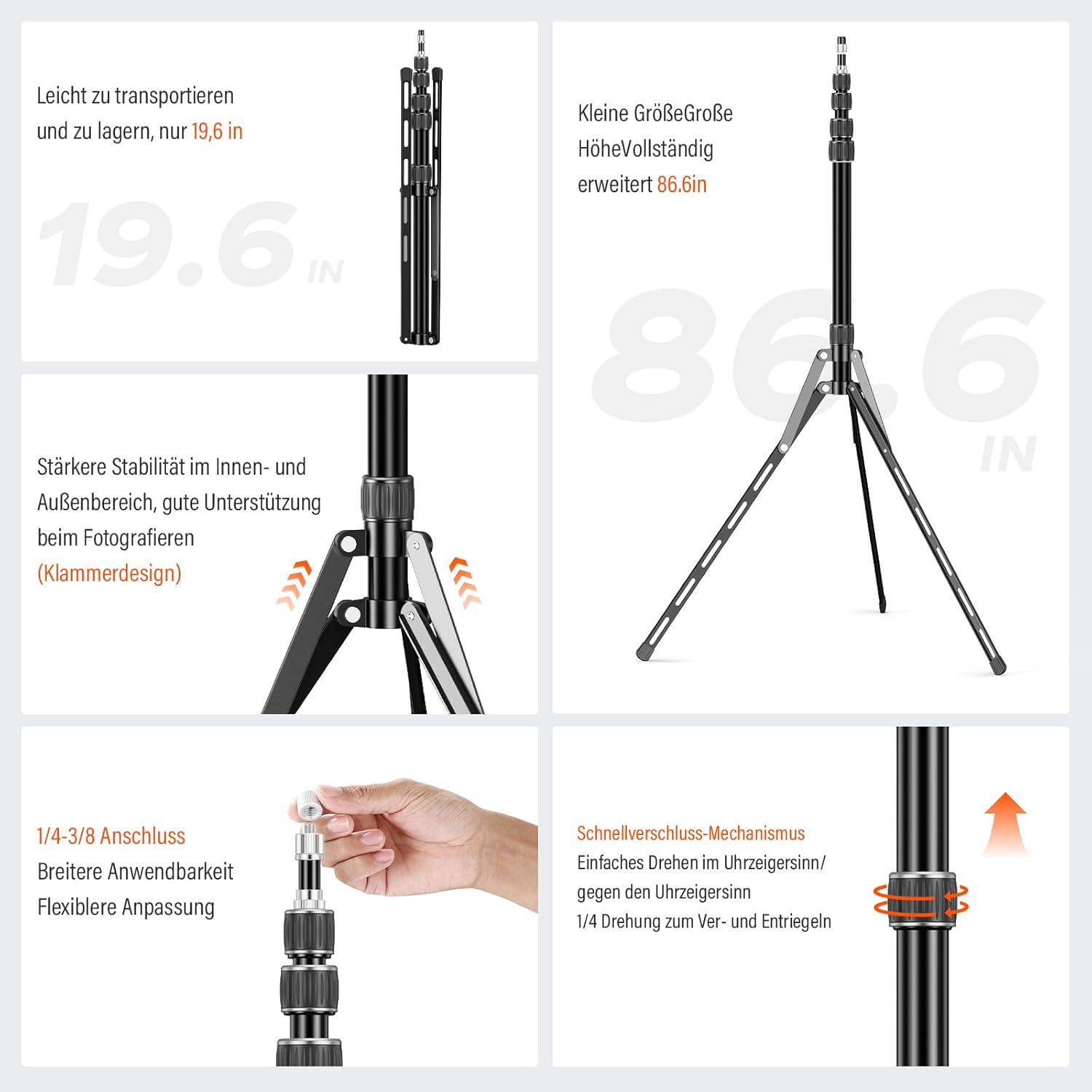 Soonpho Treppiede Supporto Luce 2,6m con Adattatore - immagine 2