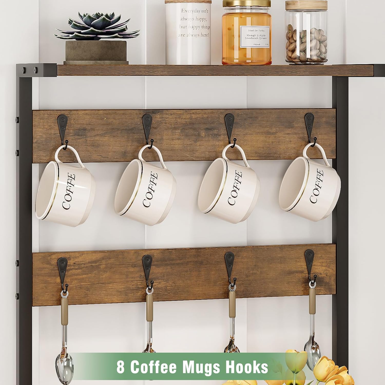 Porta Capsule Caffè 3 Ripiani con Cassetto, Marrone - immagine 3