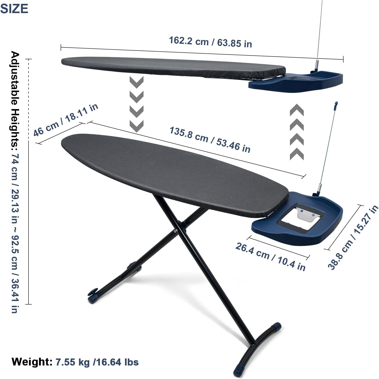 Duwee Asse da Stiro Extra Large con Ruote 135x46cm - immagine 2