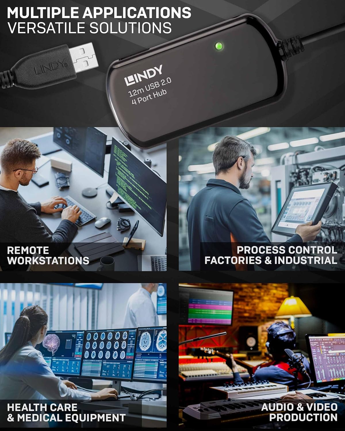 42783 Prolunga Attiva USB 2.0 con Hub Pro, 12m - immagine 3