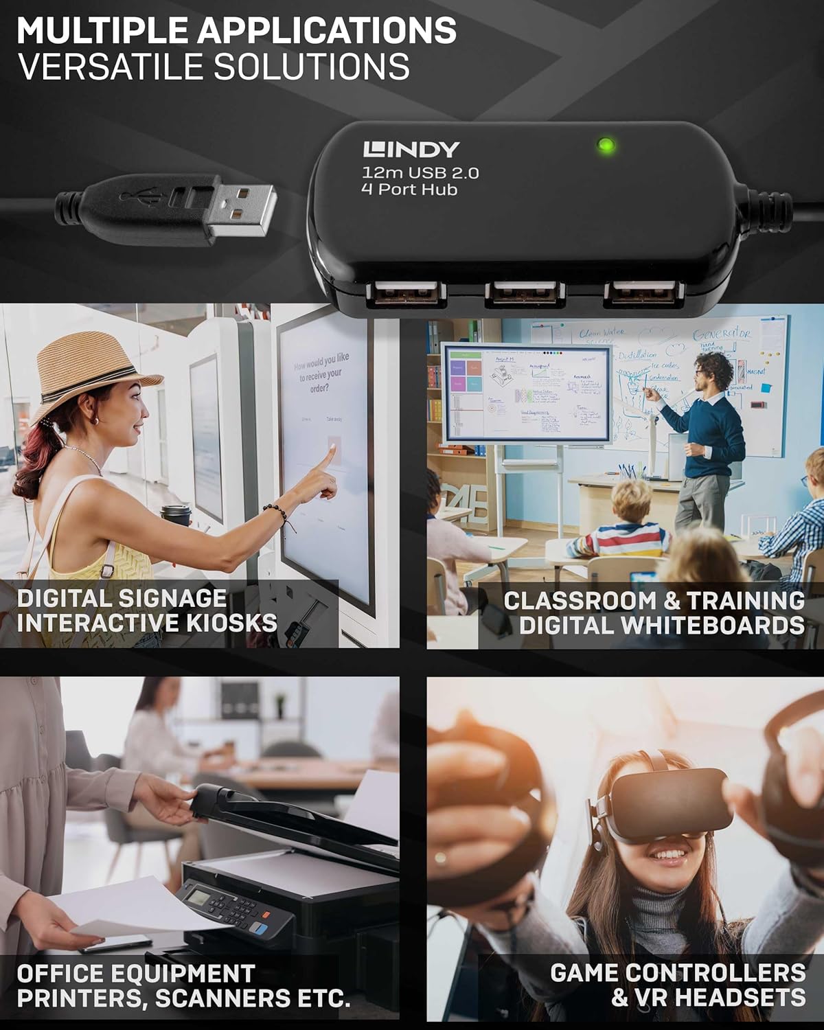 42783 Prolunga Attiva USB 2.0 con Hub Pro, 12m - immagine 4