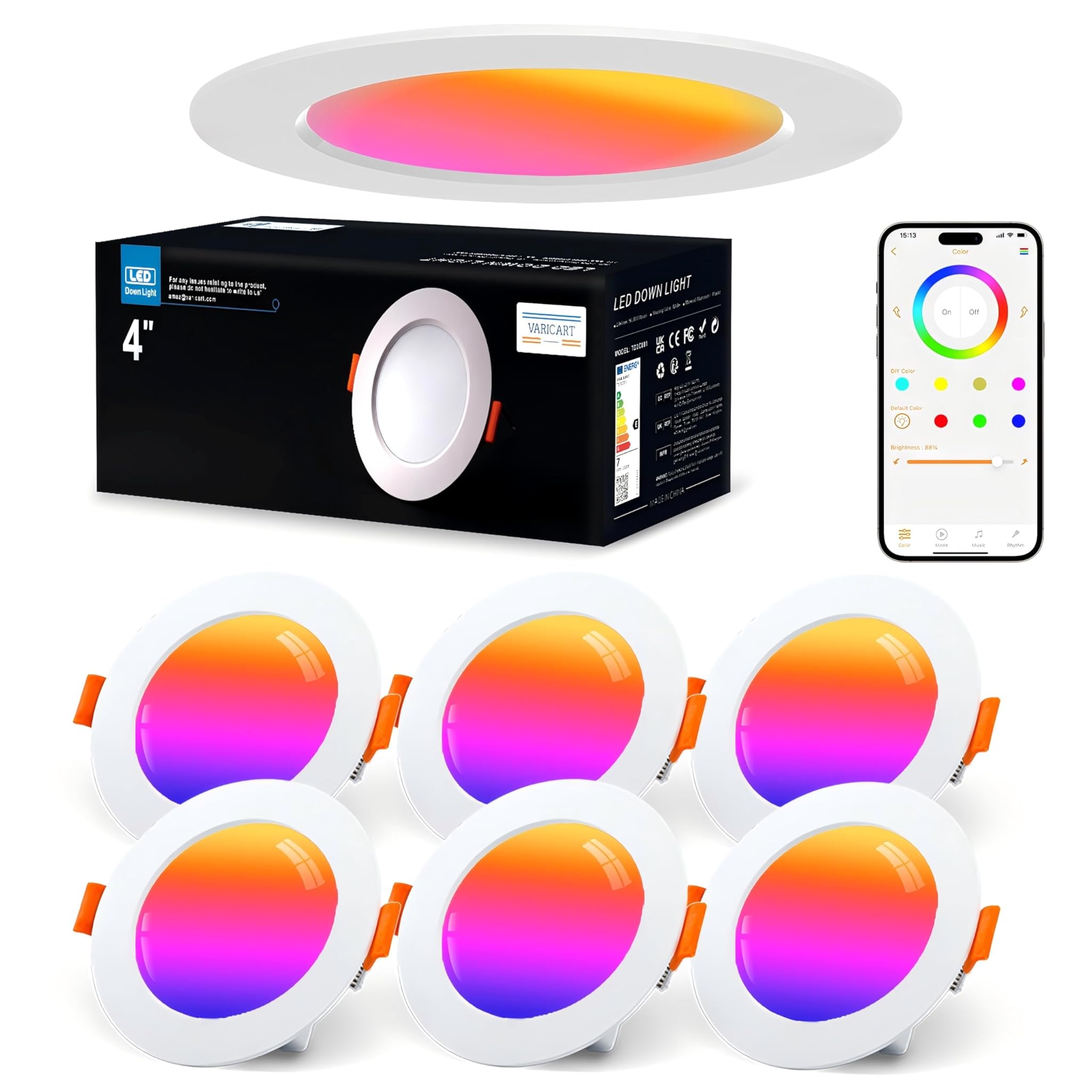 Faretti LED da Incasso Smart Bluetooth RGB 10W (6 pezzi)