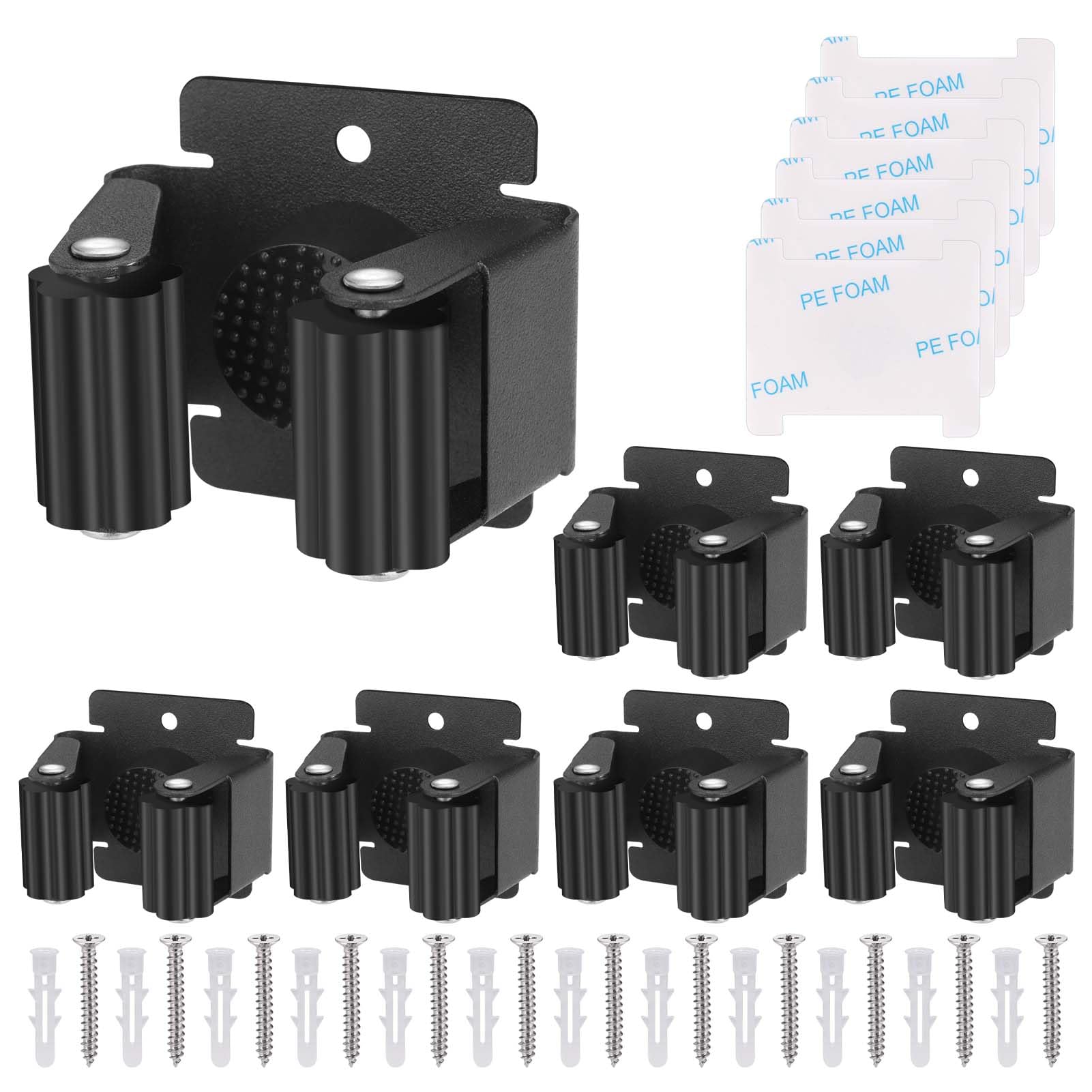 Hejo Appendi Scopa da Muro Autoadesivo 6 Pezzi, Nero