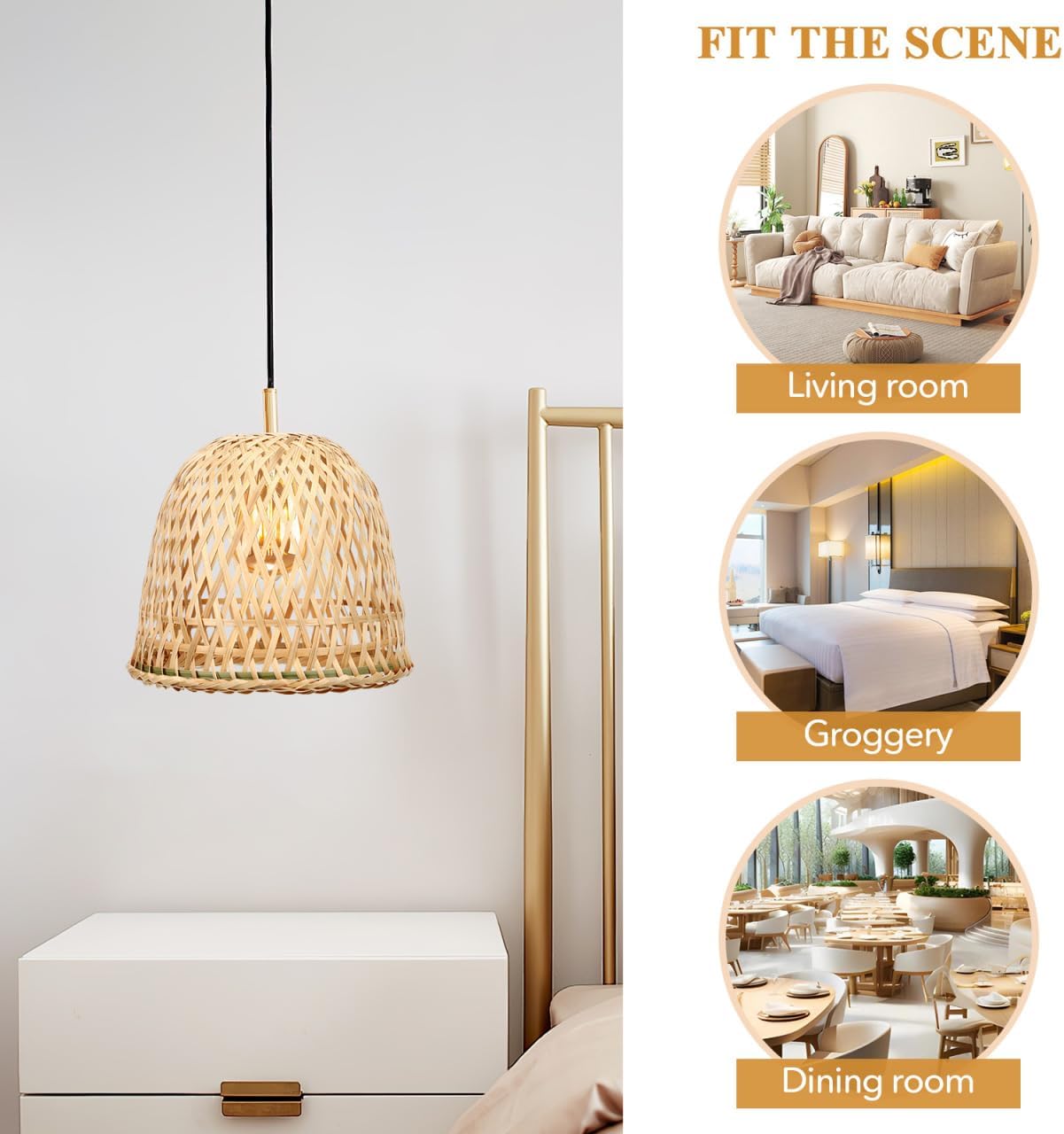 Paralume in Bambù Stile Rustico (2 Pezzi) - immagine 2