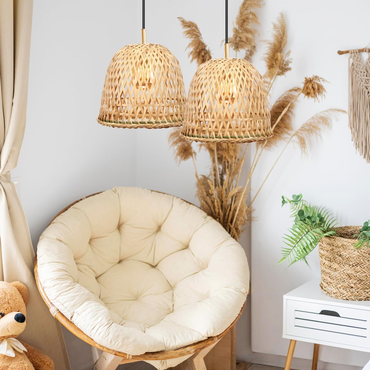 Paralume in Bambù Stile Rustico (2 Pezzi) - immagine 3