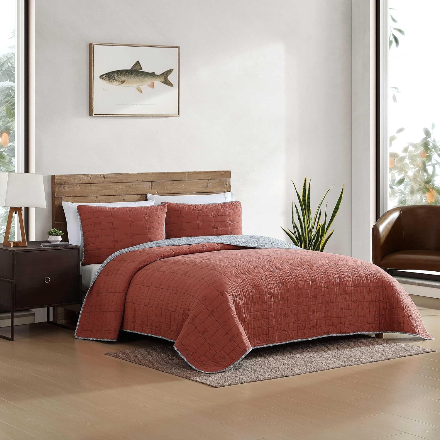 Eddie Bauer - Set Copripiumino Matrimoniale, Arancione