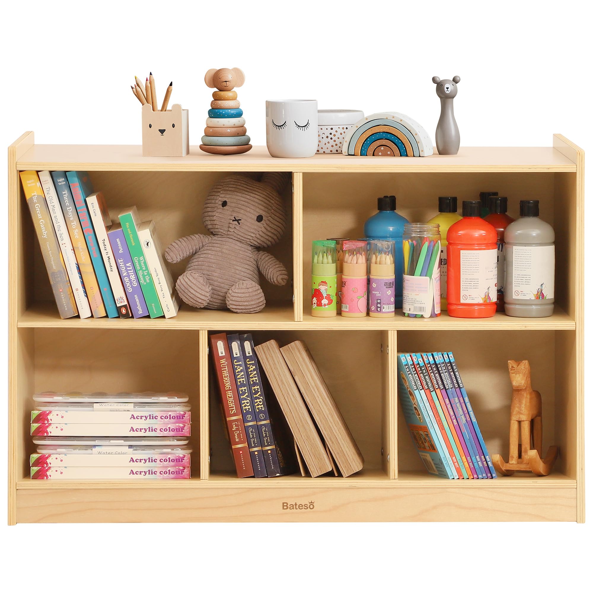 Toy Storage Organizer, 2-Tier Kids Bookshelf, 5 Cube Kids' Bookcases